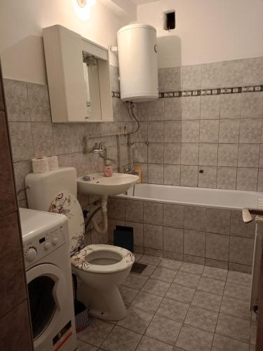 a bathroom with a toilet and a sink and a tub at Kerkira Apartment Pale in Pale