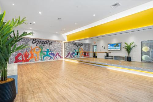 an empty bowling alley with a bowling alley at Modern 2BR 2BA Condo Sleeps 8 with Gym Laundry 20 Min to NYC in Jersey City