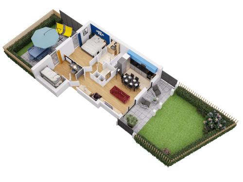 a rendering of a house with a floor plan at Planète Erevan - 10min from DisneyLand, Free Parking, Self-Checkin in Montévrain