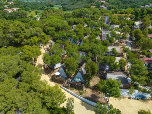an aerial view of a park with trees and houses at Camping Europa in Capoliveri