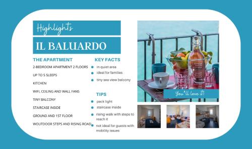 マナローラにあるIl Baluardo Sea View Apartment on the Cliffのレストランのメニューのスクリーンショット