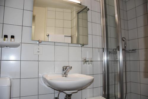 A bathroom at Hôtel Restaurant Le Saint-Christophe