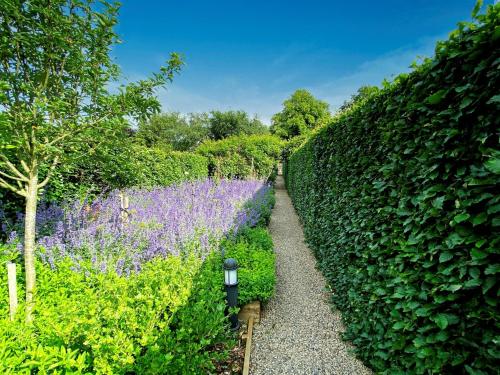 a garden with purple flowers and a hedge at 1 Bed in Goathland G0157 in Goathland