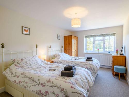 a bedroom with two beds and a window at 2 Bed in Melton Constable 75761 in Briston