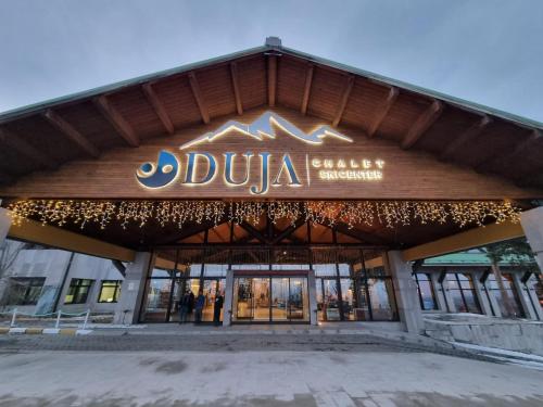 a store front with a sign that reads dulka at Duja Chalet Ski Center in Sarıkamıs
