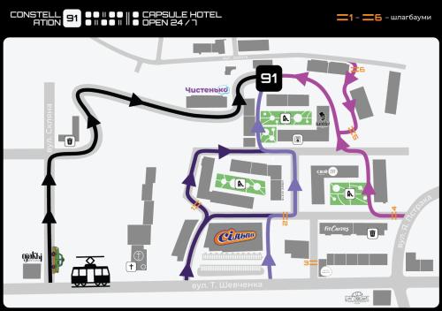 Půdorys ubytování Capsule Hotel Constellation 91