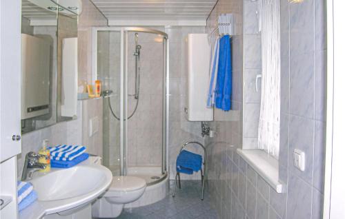 y baño con ducha, lavabo y aseo. en Gorgeous Apartment In Ausserbraz With Kitchen, en Ausserbraz