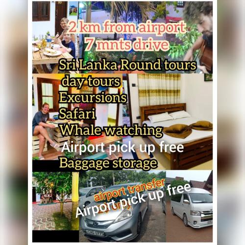 a collage of pictures of a house with a car at Transit house in Katunayake