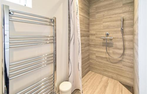 bagno con box doccia e servizi igienici. di Lille Rn a Nyborg