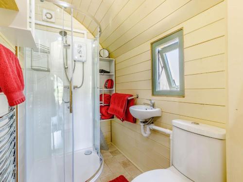 een badkamer met een toilet en een wastafel bij 1 Bed in Hereford 81292 in Aconbury