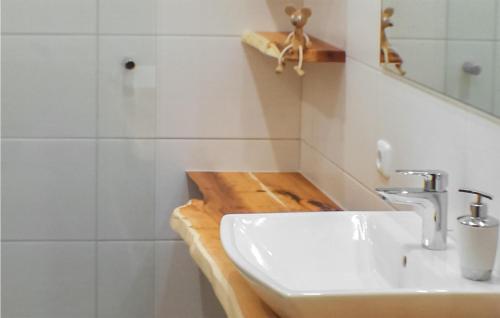 a white bathroom with a sink and a mirror at Amazing Apartment In Ertl With 2 Bedrooms And Wifi in Buchschachen