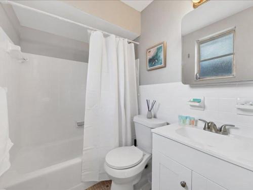 uma casa de banho branca com um WC e um lavatório em Designed and Cozy 1BR With Parking Near Stores em Tampa