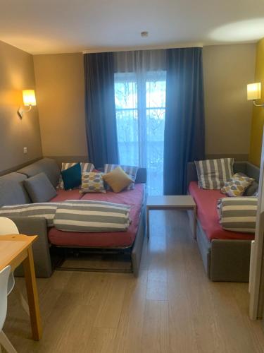 a living room with two couches and a window at Apartments 4/5P - Disneyland Paris in Serris