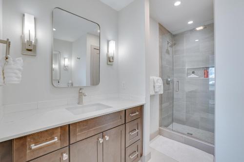a bathroom with a sink and a shower at Silverthorne Mountain Retreat Near A-Basin! in Silverthorne