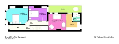 a plan of a floor plan of a house at Sanctuary-by-Sea in Worthing