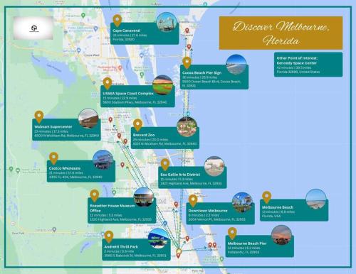 a map of the disney world itinerary at Sophisticated 3BD/2BA Retreat: Pool, Gym, Laundry in Melbourne