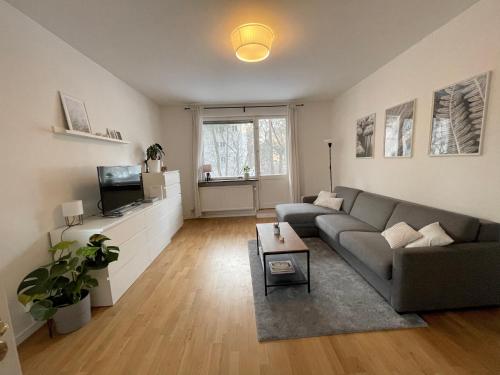 a living room with a couch and a tv at STOCKHOLM APARTMENT & LIVING in Stockholm