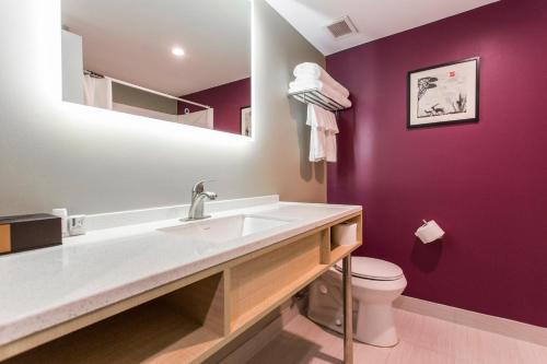 a bathroom with a sink and a toilet at KC Inn Hotel Kansas City in Kansas City