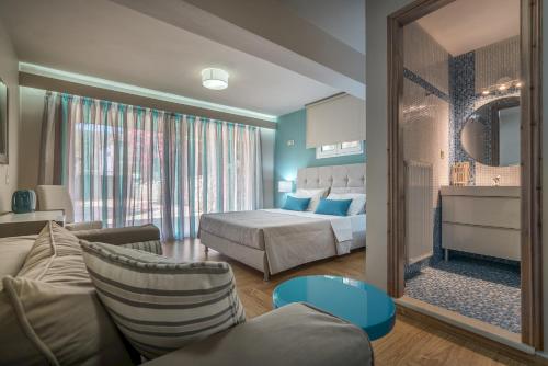 מיטה או מיטות בחדר ב-Eleonas Villa
