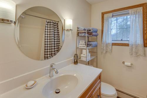 a bathroom with a sink and a mirror at Tranquil Mt Pleasant Mills Retreat on 60-Acre Farm in Dalmatia