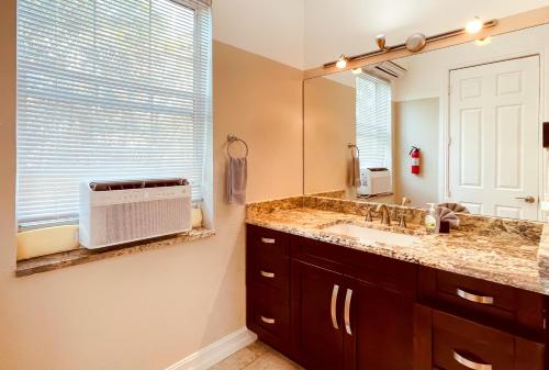 y baño con lavabo y espejo. en White Orchid Apartments en Fort Myers