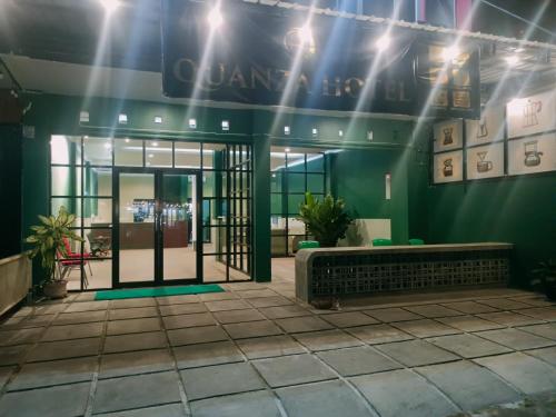 an entrance to a building with lights on it at Quanza Hotel in Banda Aceh