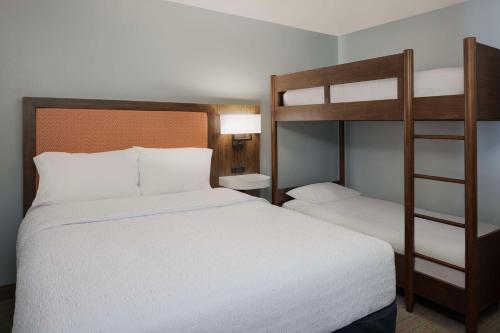 a bedroom with two bunk beds and a ladder at Hampton Inn & Suites Myrtle Beach Oceanfront in Myrtle Beach