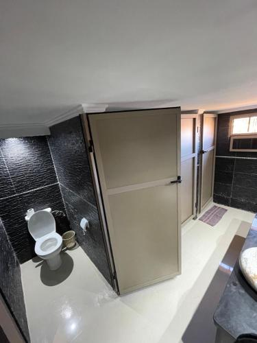 La petite salle de bains est pourvue de toilettes et d'un lavabo. dans l'établissement Palms Garden, à Erfoud