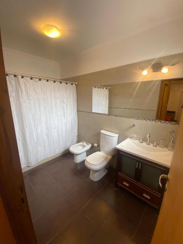 baño con 2 aseos y lavamanos en Chalet San Rafael en San Rafael