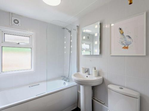 a bathroom with a sink and a toilet and a bath tub at 2 Bed in Woodgreen 82875 in Godshill