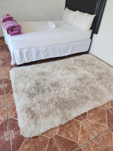 a rug on the floor next to a bed at HUNTERS NEST GUEST HOUSE BRONKHORSTSPRUIT in Erasmus