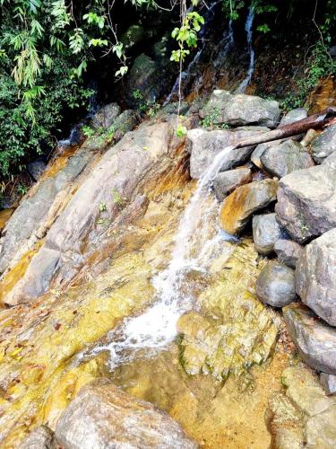 a stream of water on the ground with rocks at JAYANDRA HOLIDAY BUNGALOW in Waga