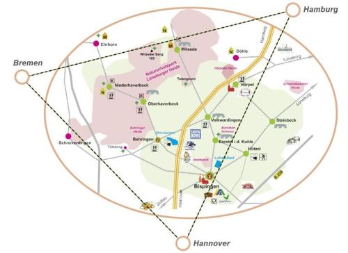 una mappa di honoluluololuluoluluoluluoluluoluluoluluoluluoluluoluluoluluolulu di Heidetraum Pension & Ferienwohnung Arndt a Bispingen