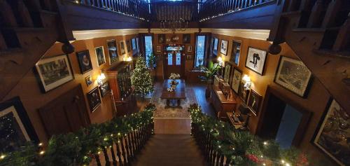 an overhead view of a building with christmas decorations at Cader Suite at PenYcoed Hall incl Luxury Hot Tub in Dolgellau