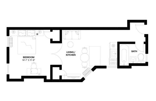 un plano de una casa en blanco y negro en Apartment 566: East Village, en Nueva York