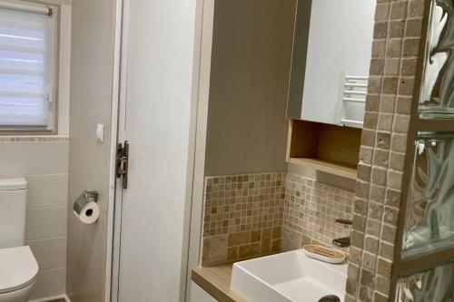 a bathroom with a sink and a toilet at Cozy'Maisonnette * 2 pers Garden'Room in Guipavas