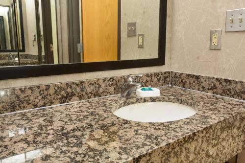 a bathroom counter with a sink and a mirror at Drury Inn & Suites Lafayette LA in Lafayette