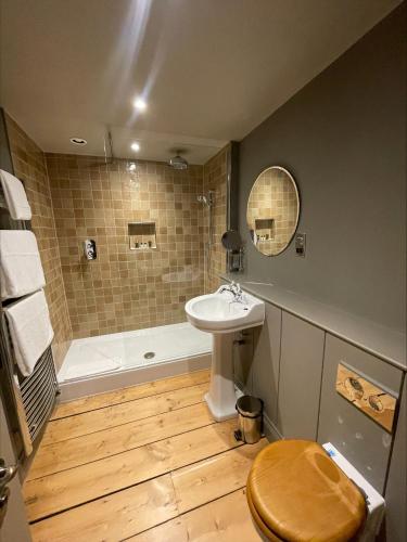a bathroom with a toilet and a sink and a tub at Holbrook Manor & Spa in Wincanton