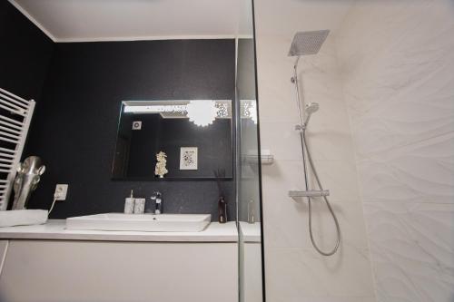 a bathroom with a sink and a shower at Luxury Home Affair in Oradea