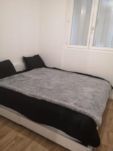 un petit lit dans une chambre avec une fenêtre dans l'établissement Appartement proche aéroport Beauvais-tille, à Beauvais