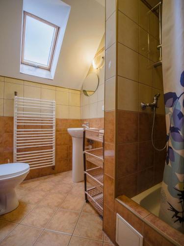 a bathroom with a toilet and a sink and a tub at U KOMINKA in Zakopane