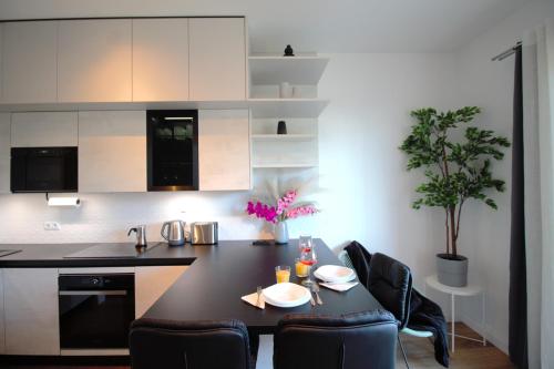 Kuchyň nebo kuchyňský kout v ubytování Buda Bay Apartments