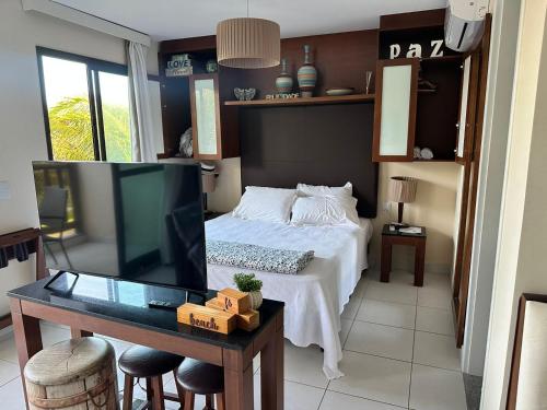 Postel nebo postele na pokoji v ubytování VG Sun - Apto C5 207 - Paraíso na Praia do Cumbuco