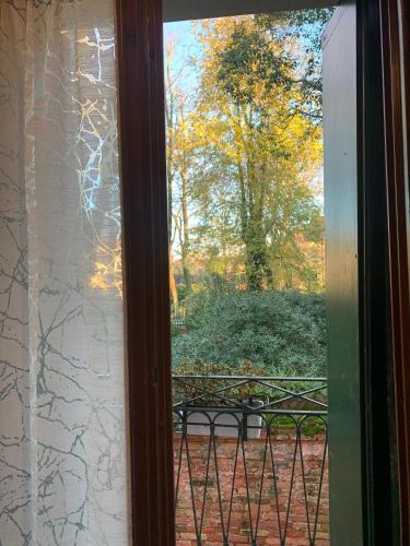 a window view of a garden from a porch at LN HOMES VENICE - Biennale Garden in Venice