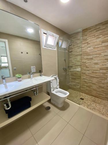 a bathroom with a toilet and a sink and a shower at Sofia23 in Costa Calma