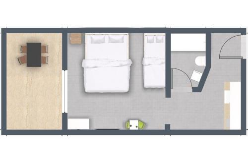 planta de una habitación con 2 camas en Apartments with a parking space Zivogosce - Porat, Makarska - 16289, en Živogošće