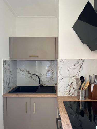 a kitchen with a sink and a counter at Suite by Villa Serena - Manapany les bains in Saint-Joseph