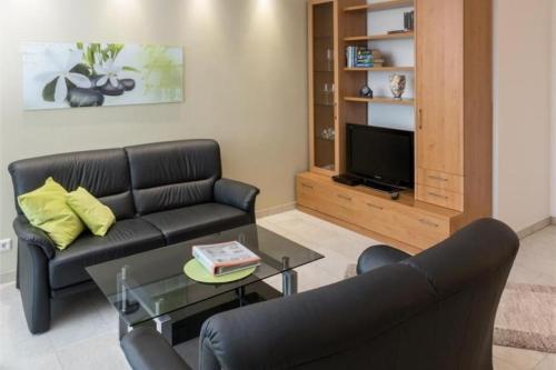 庫克斯港的住宿－Döser Seedeich 7, SD2，带沙发和电视的客厅
