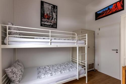 1 Schlafzimmer mit 2 Etagenbetten in einem Zimmer in der Unterkunft Ferienwohnung Ettelsberg in Willingen in Willingen