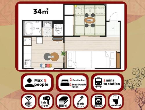 Guest House KUROMON403,徒歩すぐ黒門市場,難波,道頓堀近く